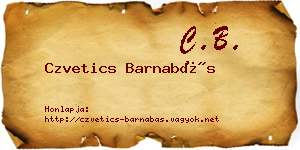 Czvetics Barnabás névjegykártya